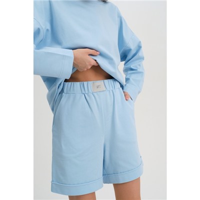 Костюм женский (толстовка, шорты) MIST, размер 40-42, голубой