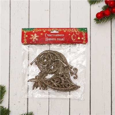 Ёлочные игрушки 2 шт. «Зимнее волшебство. Туба узорная блеск», 10×9 см, золото