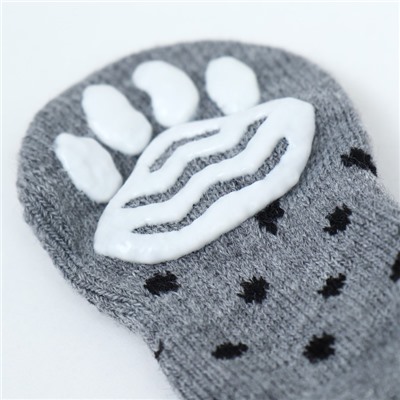 Носки нескользящие «Горошек», размер M (3/4×7.5 см), набор 4 шт., серые