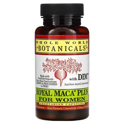 Whole World Botanicals, Royal Maca® Plus For Women, премиальная мака для женщин, 500 мг, 90 вегетарианских капсул