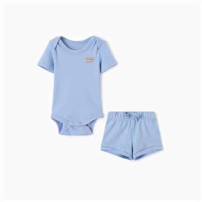 Костюм детский (боди, шорты) MINAKU, рост 62-68 см, пыльно-голубой