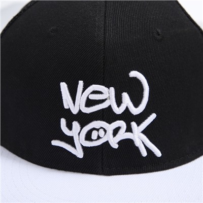 Кепка мужская с прямым козырьком New York, чёрная, сетка, р-р 56