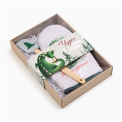 Набор новогодний подарочный Доляна «В ожидании НГ» : варежка-прихватка, лопатка силикон