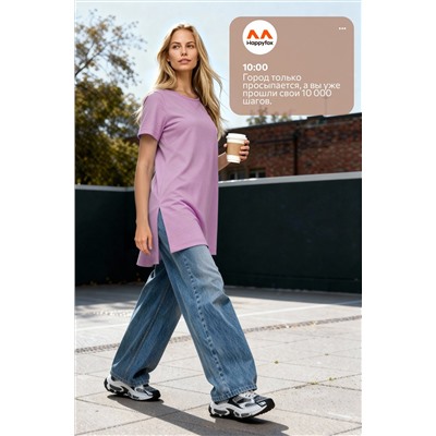 Женская удлиненная футболка с разрезами Happyfox