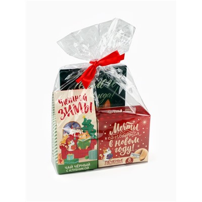 Подарочный набор новогодний «Тёплого нового года», чай 50 г, печенье с предсказанием, ежедневник