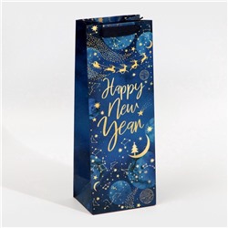 Пакет подарочный новогодний под бутылку «С Новым годом», 13×35×10 см