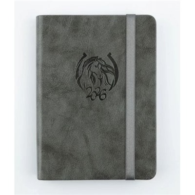 Ежедневник 2026 г. А6+ 352 стр. "ТОСКАНА" благородный серый, на резинке 310143 Alpha-Trend