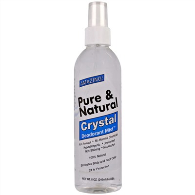 Thai Deodorant Stone, Чистый и натуральный дезодорант Crystal Deodorant Mist, без запаха, 240 мл (8 унций)