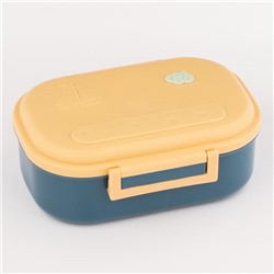 Ланч - бокс в школу, контейнер для еды, 1.05 л, с ложкой, 20×15×7.5 см, пластик, синий