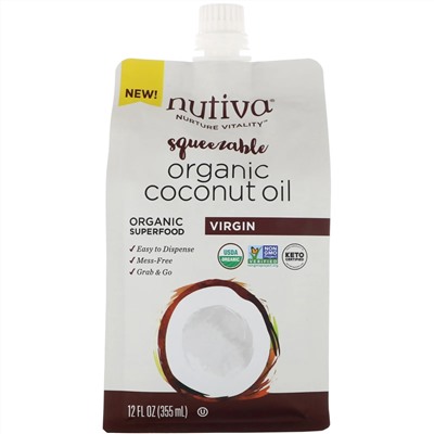 Nutiva, Органическое жидкое кокосовое масло, первого отжима, 355 мл (12 жидк. унций)