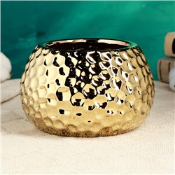 Декоративное кашпо для цветов «Пиппа», 15×15×9.5 см, керамическое, золотистое