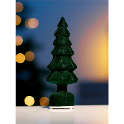 Фигура светодиодная «Ёлочка бархатная зеленая», 1 LED, 15×6 см, от батареек 3xAG13, свечение тёплое белое