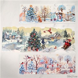 Наклейка новогодняя 59х21 см / 1305 /уп 12/300/ микс