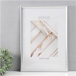 УЦЕНКА Фоторамка пластик «МИРАМ» 29.7×42 см, (A3) 636421, серебро (пластиковый экран)