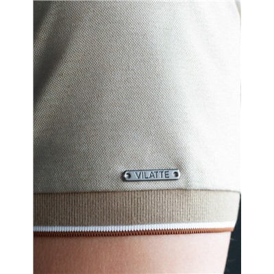 Футболка поло с воротником на пуговтцах из полотна пике с меланжевым плетением с эластаном