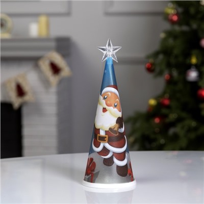 Светодиодная фигура «Ёлка с Дедом Морозом» 7.5×21×7.5 см, пластик, батарейки CR2032×1 (в комплекте), свечение мульти