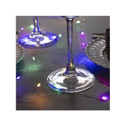 Гирлянда «Мишура» 1 м роса, IP20, серебристая нить, 20 LED, батарейки CR2032×2 (в комплекте), свечение мульти