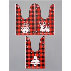 Пакет полиэтиленовый подарочный новогодний, с ушками «Клетка красная», МИКС, 13×23 см