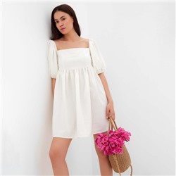Платье с объёмными рукавами мини женское MIST Summer time, белое, размер 46