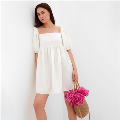 Платье с объёмными рукавами мини женское MIST Summer time, белое, размер 46