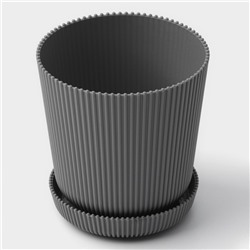 Горшок для цветов с поддоном, 12×11.5 см, пластиковый, серый