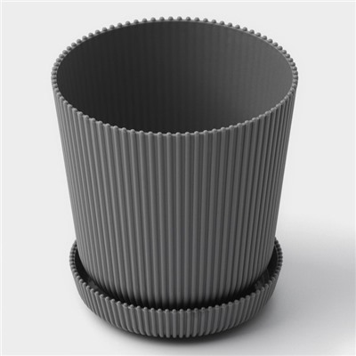 Горшок для цветов с поддоном, 12×11.5 см, пластиковый, серый