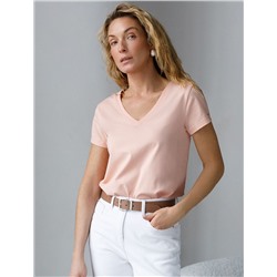 Базовая футболка из премиального хлопка с V образным вырезом