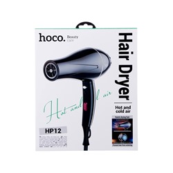 Фен для волос Hoco HP12, 6 режимов, 2 насадки, чёрный