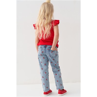 Брюки текстильные джинсовые для девочек PLAYTODAY, 1239687