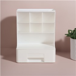 Органайзер для хранения косметики, 6 секций, 1 ящик, 24×14×18 см, белый