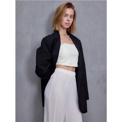 Брюки женские палаццо из шифона MINAKU: Casual Collection, белые, размер 50