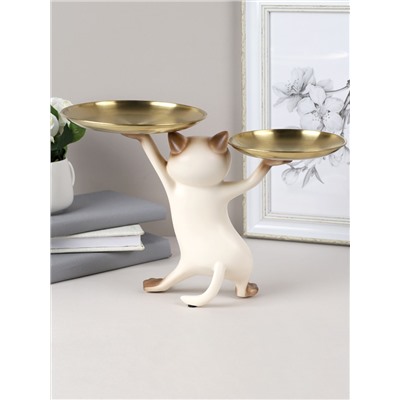 Статуэтка Кошка 25 см / XY603-1 /уп 8/бежевая