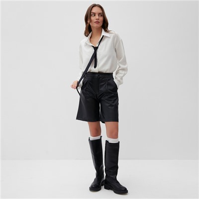 Шорты женские кожаные MIST Base, размер 46, чёрные