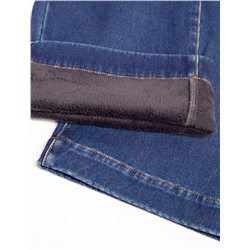 Джинсы-трубы из эластичного денима на флисе