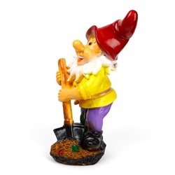 Садовая фигура из гипса «Гном с лопатой на подставке», 42×24×26 см