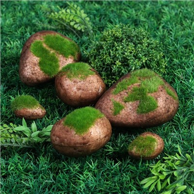 Мох искусственный, для декора, «Камни», набор 6 шт., коричневый, Greengo