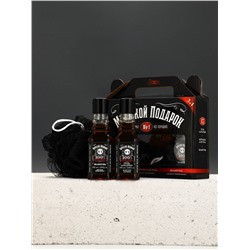 Подарочный набор «№1», гель для душа виски, шампунь для волос, мочалка для тела