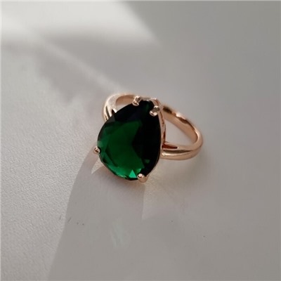 Кольцо 20 р ювелирная бижутерия Дубайское золото: покрытие позолота, вставка: фианит, цвет: зеленый, арт.414.137-20