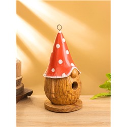 Скворечник подвесной «Гномик в красной шляпе», 14×14×26 см, дерево джампинис