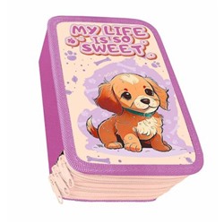 Пенал 6-ти ств. 190х105 мм ПО-110 "ЩЕНОК ЧАРЛИ" большой, тканевый торец Пчелка