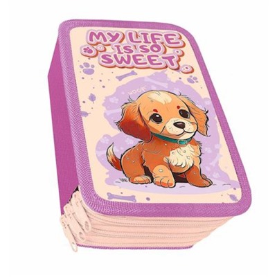 Пенал 6-ти ств. 190х105 мм ПО-110 "ЩЕНОК ЧАРЛИ" большой, тканевый торец Пчелка