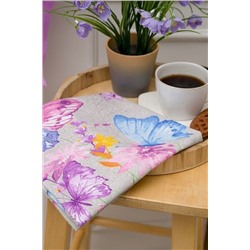 К-т полотенец "Бабочки и цветы" 50*60 см. - 3 шт. рогожка хлопок 100%