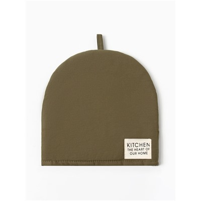 Грелка на чайник Этель Kitchen, 28×28 см, 100% хлопок, саржа 220 г/м², зелёная