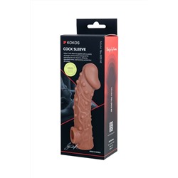 Телесная насадка на фаллос с отверстием для мошонки Cock Sleeve 002 Size M - 15,6 см.