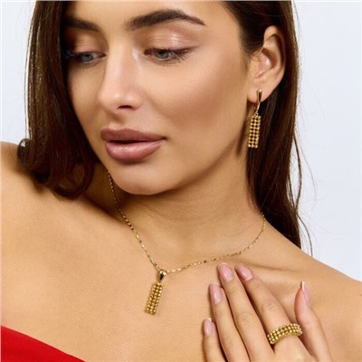 Комплект ювелирной бижутерии Итальянское золото (покрытие желтое 14к) серьги, кулон и кольцо 18 р, арт.217.397-18