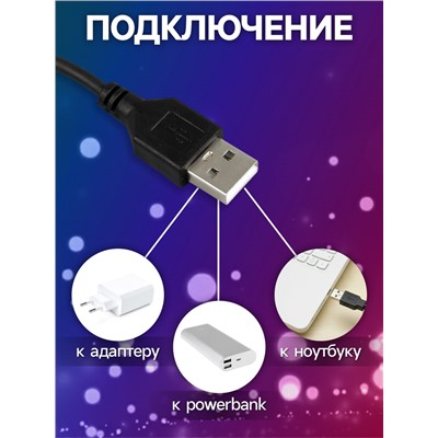 Гирлянда «Нить» 10 м роса, IP20, серебристая нить, 100 LED, пульт ДУ, свечение RGB, USB