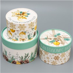 Набор новогодних подарочных коробок 3 в 1 «С Новым годом», 16×10, 14×9, 13×8.5 см