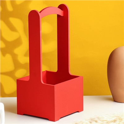 Подарочный ящик, 13.5×13.5×30 см, деревянный, с ручкой, красный