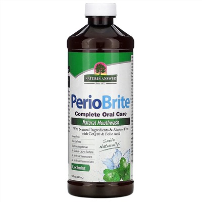 Nature's Answer, PerioBrite, натуральный ополаскиватель для полости рта, прохладная мята, 480 мл (16 жидк. унций)