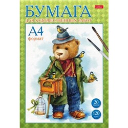 Папка для рисования А4 20л "Мишка с птичками" 120г/м2 (085647) 29782 Хатбер